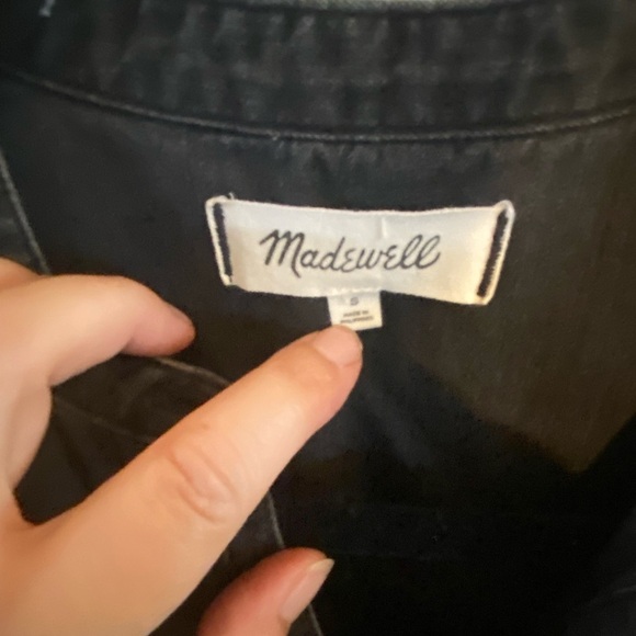 Madewell Denim Collarless Popover Shirt in Black Shrader Wash - Picture 7 of 7